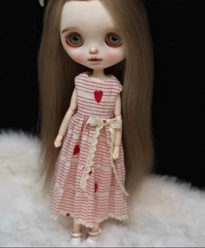 2024 Linen Literary Style Clothes Blythe Doll Outfit Dress 1/6 30cm BJD Anime Girl (Fit for Pullip,Ob22/24/26, Licca)