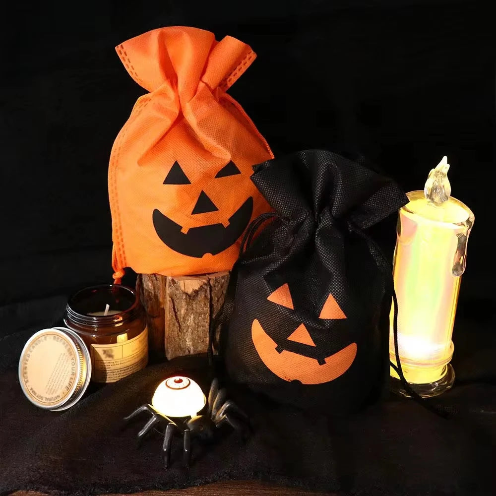 5/10/20 PCS Halloween Pumpkin Candy Bag Non-Woven Fabric Drawstring Storage Bags Gift Packaging Pouch Party Supplies Kid Favor