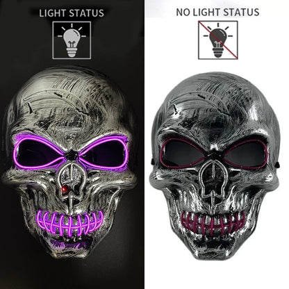 Halloween Scary Skull Skeleton Mask LED Light Up Mask for Halloween Festival Cosplay Costume Parties Carnival Night
