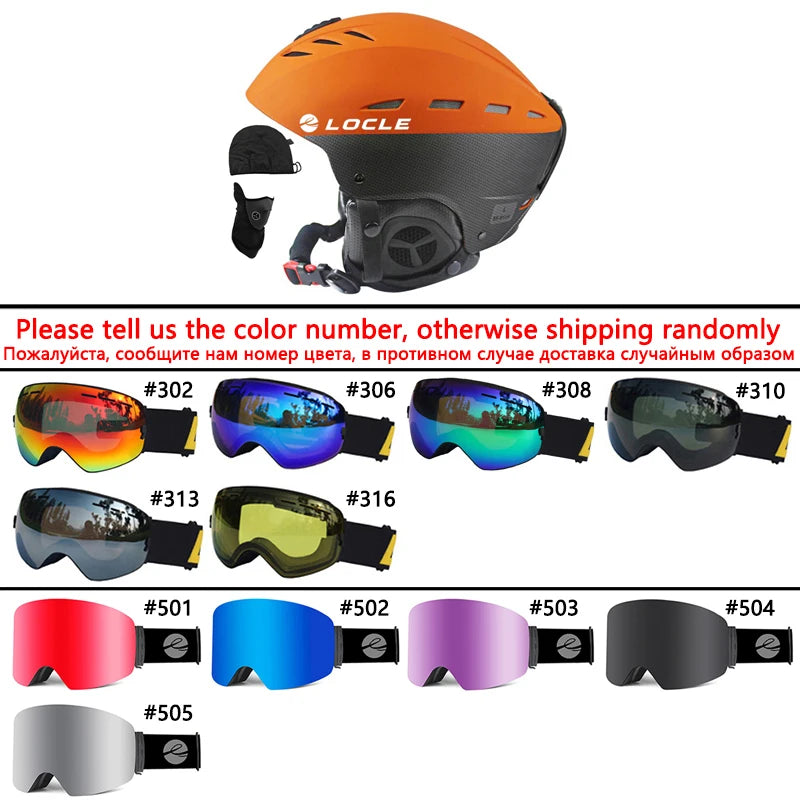 LOCLE Men Skiing Helmet Women Children Boys Girls Ski Helmet Skating Skateboard Snowmobile Motorcycle Helmets Size 52-64cm