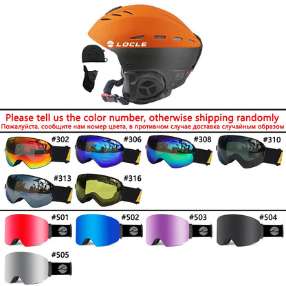 LOCLE Men Skiing Helmet Women Children Boys Girls Ski Helmet Skating Skateboard Snowmobile Motorcycle Helmets Size 52-64cm