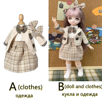 Fashion 30cm BJD Doll Anime Face Two-Dimensional Princess Doll (B) or Dress Up Clothes (A) Accessories Kids Girls Doll Toy Gift