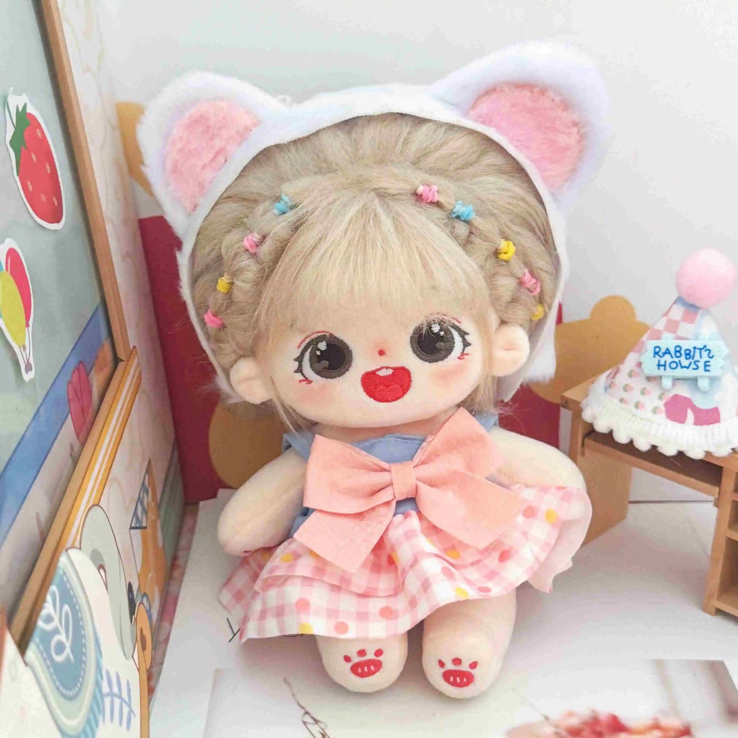 20cm Kawaii Plush Cotton Doll Anime Stuffed Idol Doll Outfit Baby Plushies Toys Star Dolls Action Figure Dress Girls Kids Gifts
