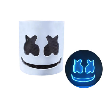 Unique LED Halloween Luminous Head Cover Glowing Plastic DJ Marshmallow Mask Universal Neon Cosplay Headgear Night Club