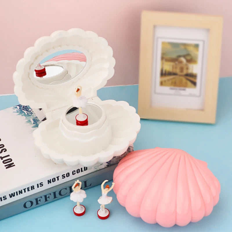 1Pc Shell Shaped Clockwork Musical Boxes Girls Dancing Ballerina Musical Box Christmas Birthday Jewelry Box Gifts Ornaments