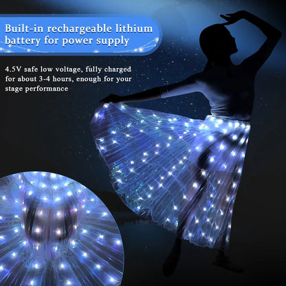Light Up Skirt for Women LED Long Tutu for Girls Glow Dance Performance Outfits Rave Clothes Halloween Christmas Party Supplies