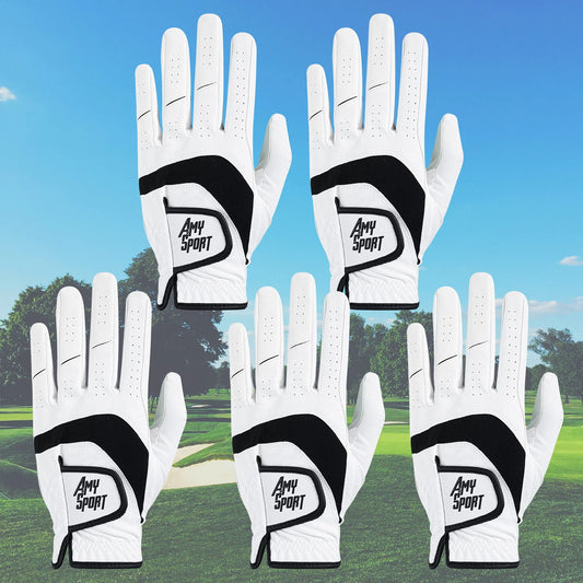 5/10 Pack Men's Golf Gloves for Left Hand  Synthetic Leather, Golf Glove for Right Handed Golfer All Weather Grip