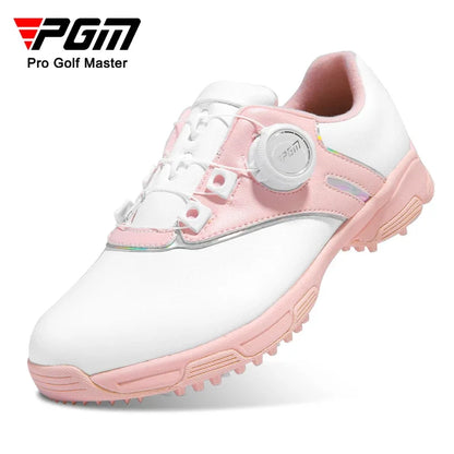 PGM Children Golf Shoes for Girls With Knob Laces Waterproof and Anti Slip Sports Sneakers XZ306