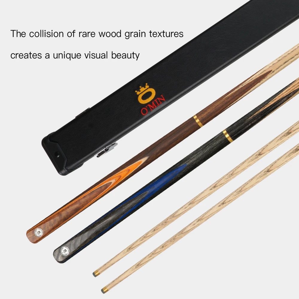 O'MIN Snooker Cue 3/4 Jointed Cue 57 Inch 10-10.2mm Ash Cue OMIN Members Snooker Stick Billiard Cue With Case and Extension Kit