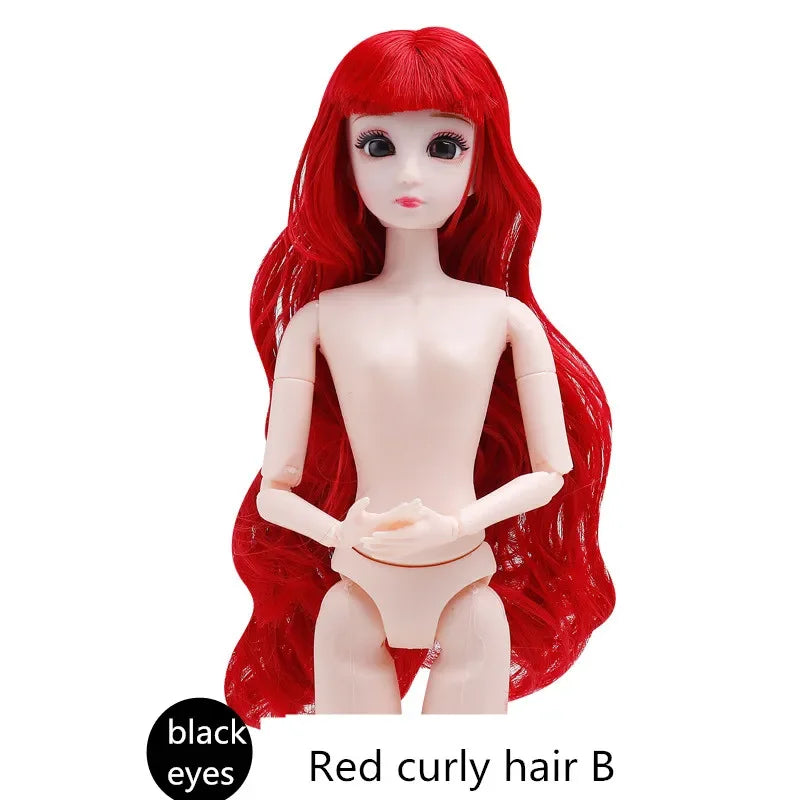 30cm 20 Movable Joints 3D Simulated Eyes Blue Purple Black Eye Long Hair 1/6 BJD Hinged Doll DIY Toy for Girls Gift
