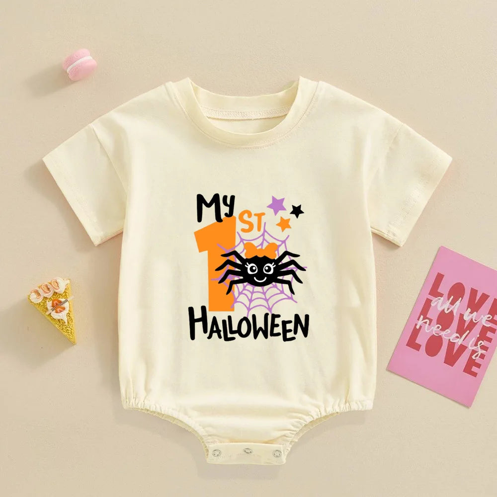 My First Halloween Print Baby Bubbles Romper Halloween Party Infant Outfit Bodysuit Newborn Large Jumpsuit Newborn Retro Clothes