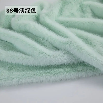 2cm Faux Mink Fur Plush Fabric by the Meter for Clothing Scarf Dolls Background Decoration Diy Sewing Cloth Soft Pink White Blue