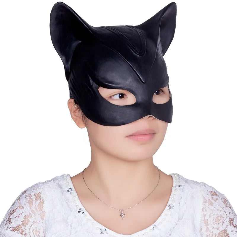 Cat Woman Selina Kyle Latex Mask Superhero Movie Cosplay Costume Halloween Party Masks