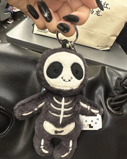 New Jelly 11cm Kawaii Plush Pendant Halloween Christmas Skull Pendant Rabbit Keychain Girl Bag Pendant and Gift
