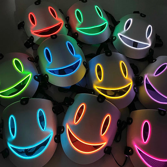 High-Rise Luminous Light Up Mask LED Glowing Mask Cosplay Party Anime Props Neon Face Mask for Adult Kids Halloween Supplies