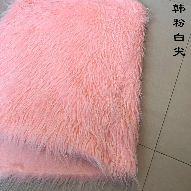 Long Hair Plush Fabric Faux Fur by the Meter for Upholstery Toys Props Decorative Cloth Diy Sewing Soft Comfortable Purple Brown