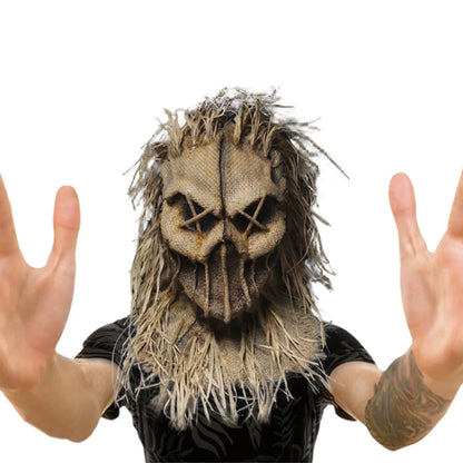 2025 Scary Halloween Scarecrow Mask Headdress Funny Props Horror Atmosphere Masquerade Mask Cosplay Party Props Deadpool Cosplay