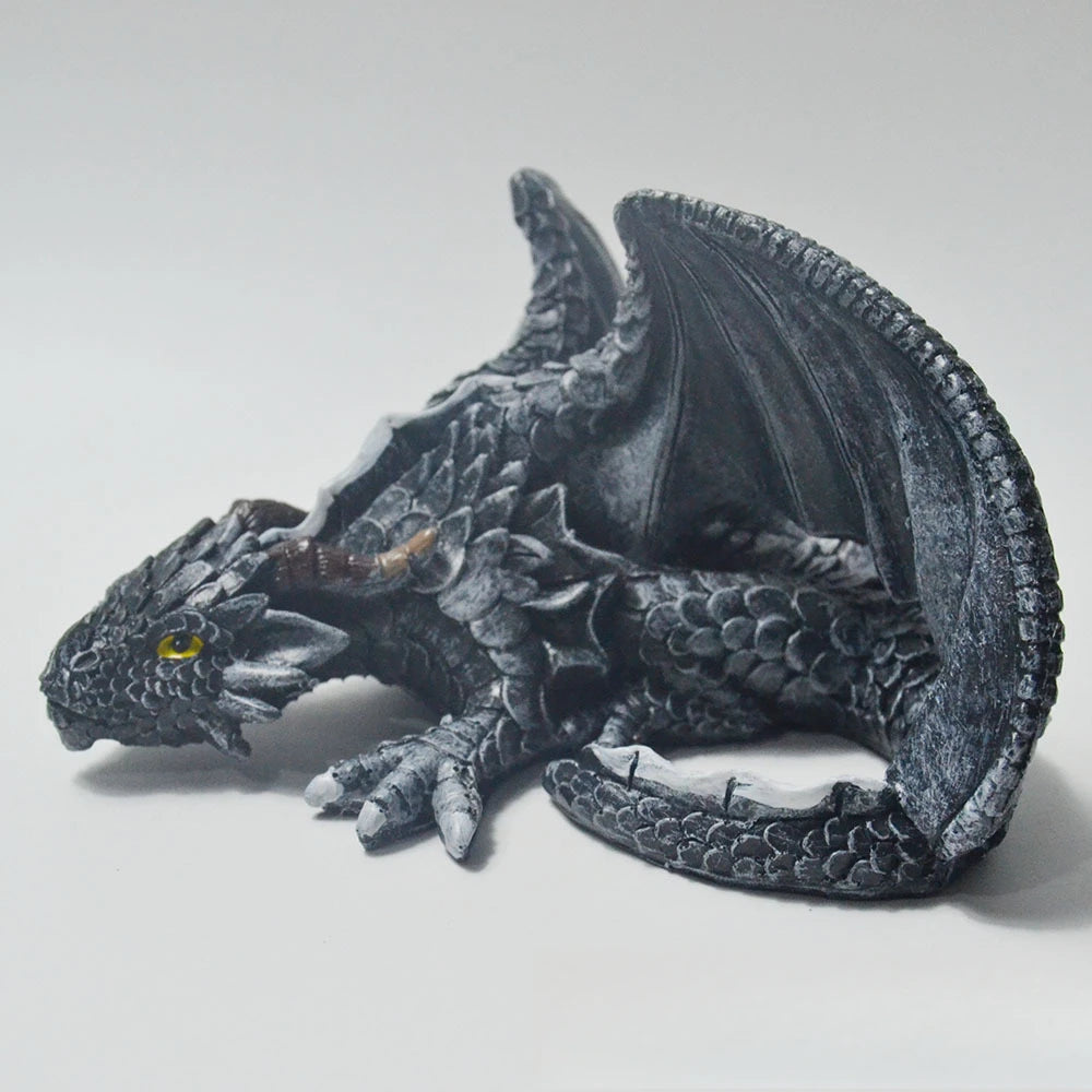 Garden Big Squatting Dragon Sculpture Guardian Statue Garden Dragon Sculpture Halloween Outdoor Gothic Decor