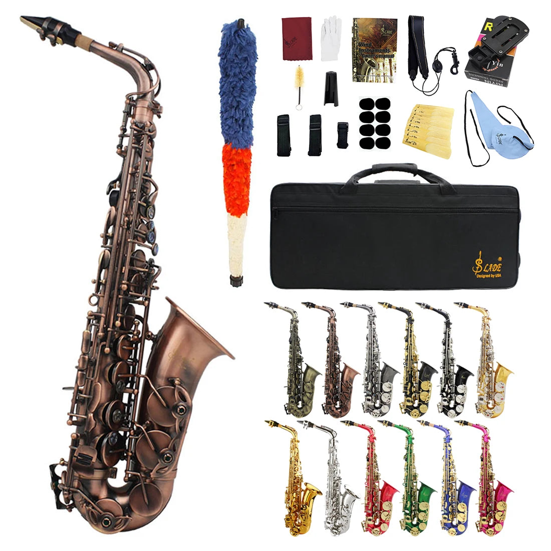 SLADE Eb Alto Saxophone High Quality Brass Body Saxophone Set Professional Woodwind Instruments With Case Reed Sax Accessory