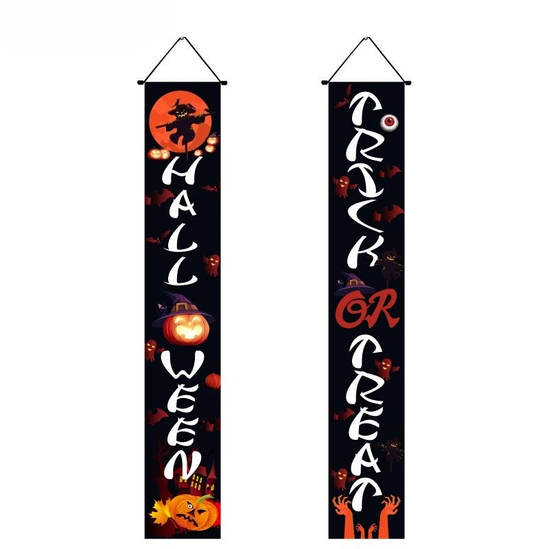 Halloween Hanging Door Curtain Skeleton Banner Happy Halloween Party Porch Sign for Home Party Decor Halloween Decorations 2025