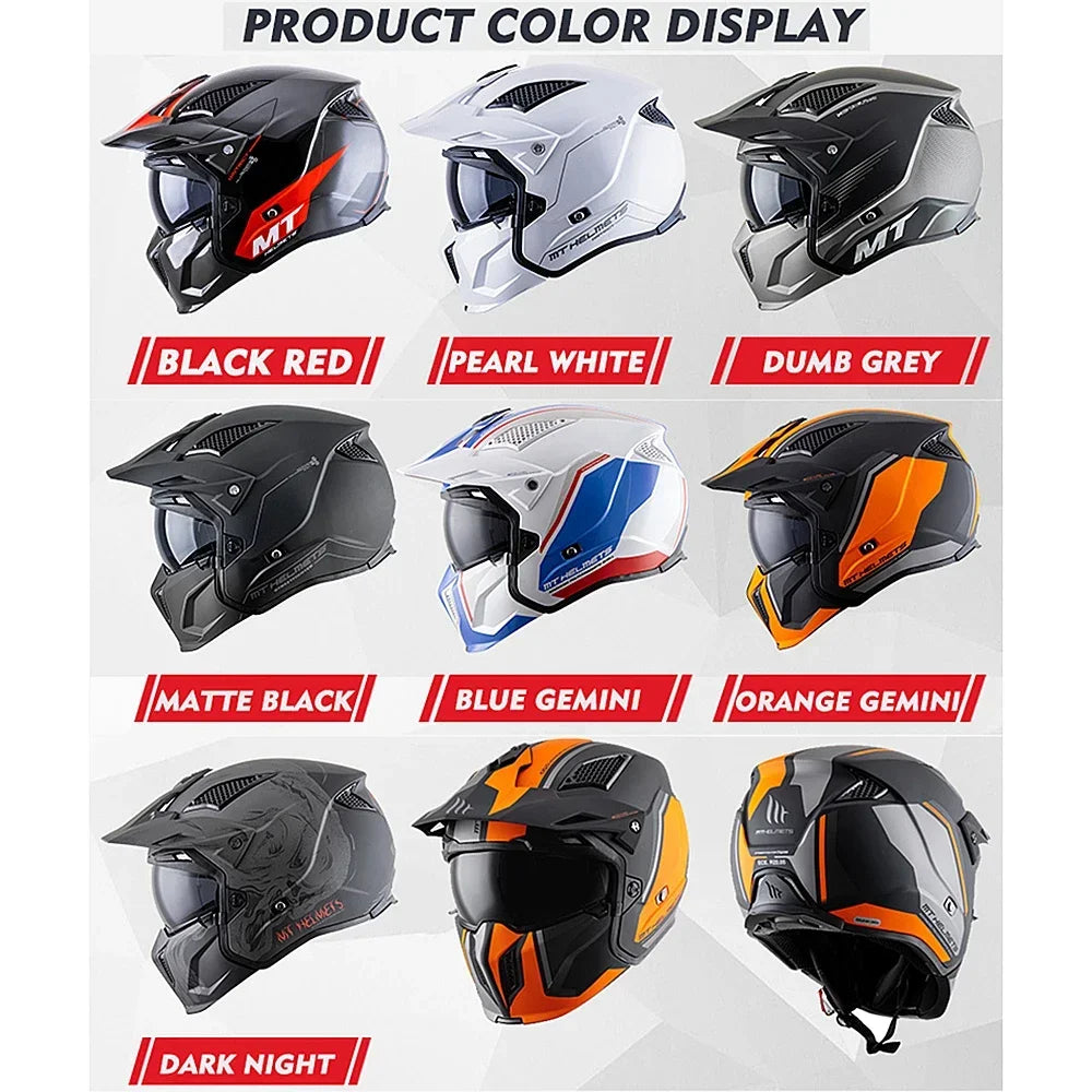 MT Off-Road Motorcycle Helmet Riding Full Face Helmet Variable Half Helmet Personality Unisex Retro Helmet