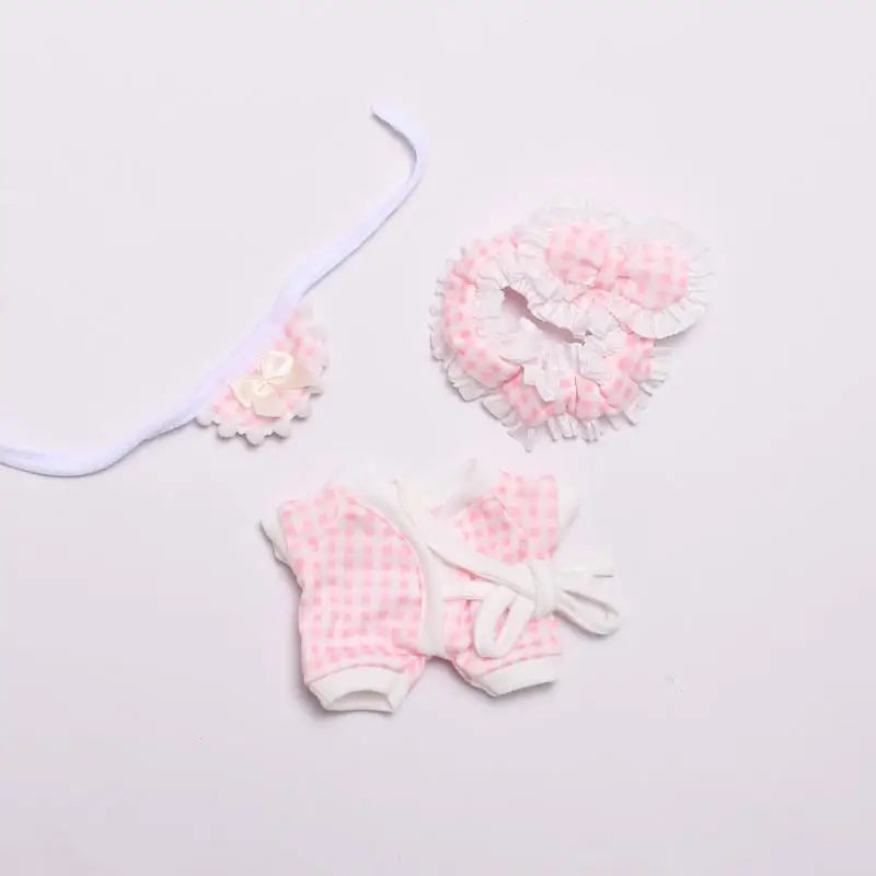 17cm Mini Plush Doll'S Clothes Outfit Accessories for Korea Kpop Exo Labubu Idol Plaid Floral Pajamas Clothing Gift