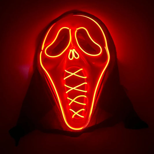 2025 Halloween Horror Mask Luminous LED Light Party Mask Adult Full Face Headgear Night Mask Glowing in Happy Halloween