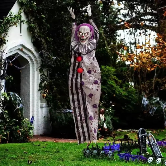 Halloween Decorations Electric Voice-Activated Hanging Ghost Clown Hanging Ghost Haunted House Horror Decoration Props