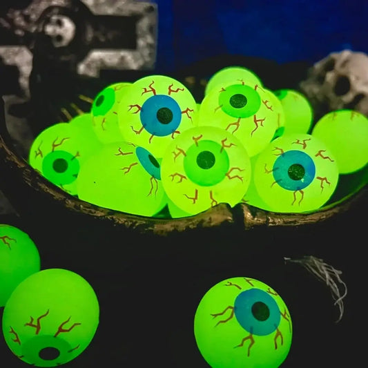 5/10/20pcs Glow in the Dark Eyeball 32MM Bouncy Ball Halloween Supplies Toys Horror Luminous Scary Ball Kids Toys Gift