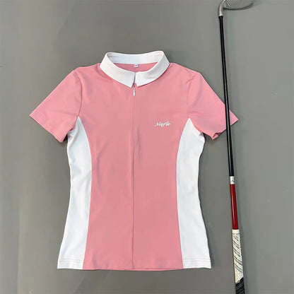 Women's Golf Wear Summer Short-Sleeved T-Shirt Fashion Elastic Slim-Fit Perspiration Breathable High Quality Outdoor Sports Suit