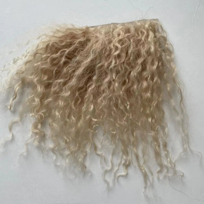 High Quality Sheepskin Wool Lamb Fur Pelt Hair Row Curly Hair Extensions SD Blyth Dolls Wigs Hair Wefts Accessories
