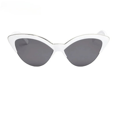 Vintage White Cat Eye Sun Glasses for Women Vintage New Fashion Small Half Frame Eyewear Trending Travel Sexy Woman Sunglasses
