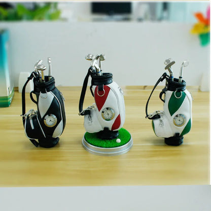 Golf Car With Pen and Watch Novelty Gifts With 3 Pieces Aluminum Pen Golf Bag Pencil Holder Golf Souvenirs Golf Accessories
