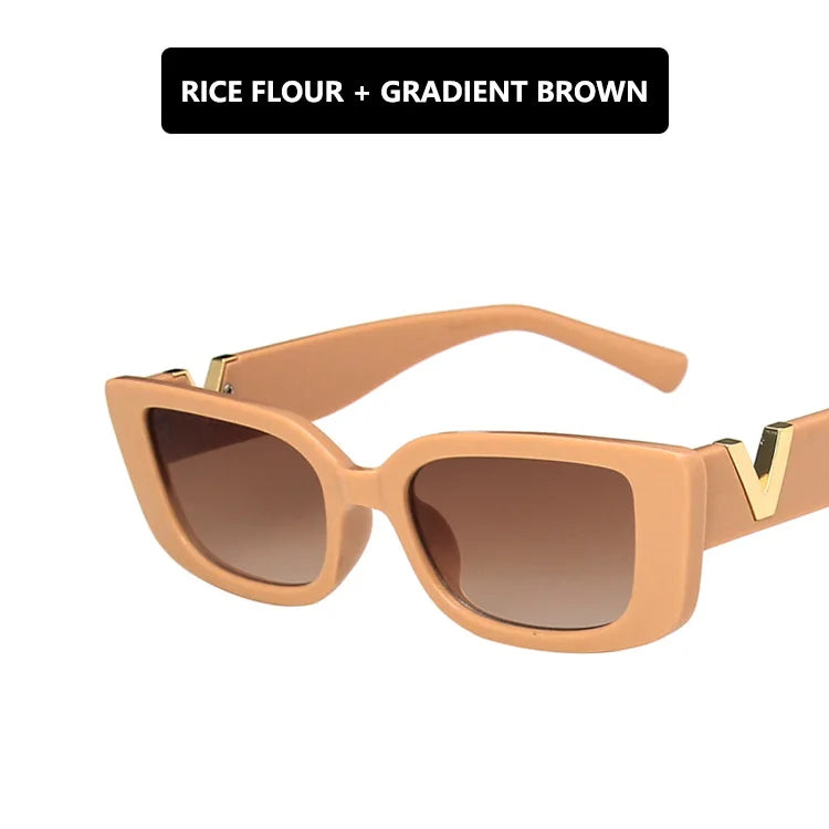 Retro Cat Eye Rectangle Sunglasses Women 2025 Trendy Vintage Designer v Sun Glasses  Eyewear Woman UV400 Lentes De Sol Mujer