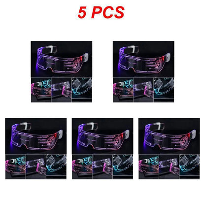 Sense of Future Science Technology LED Luminous Glasses Ins Popular Punk Goggles Party Christmas Colorful Light Shades Decor