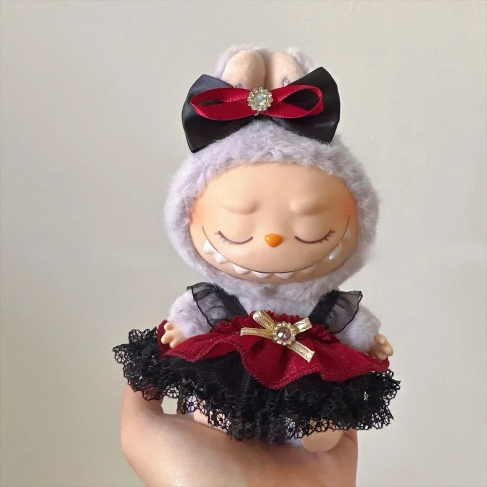 Mini Plush Doll'S Clothes Outfit Accessories for 15-17cm Labubu Idol V1 V2 Gauze Skirt Set Clothing Gift