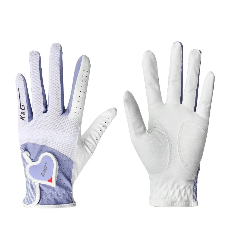New 1 Pair Golf Gloves Woman PU Leather Soft Gloves Ladies Anti-Slip Granules Sports Mittens Elegant Right Left Hand Golf Aids