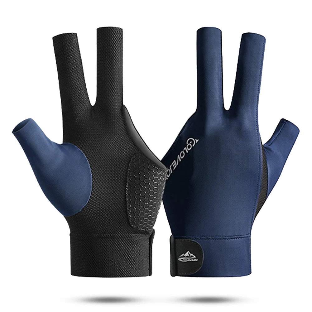 1Pcs Open Finger Billiard Gloves Antiskid Polyester Snooker Billiard Gloves Adjust Sticker Portable Lightweight Amateur Training