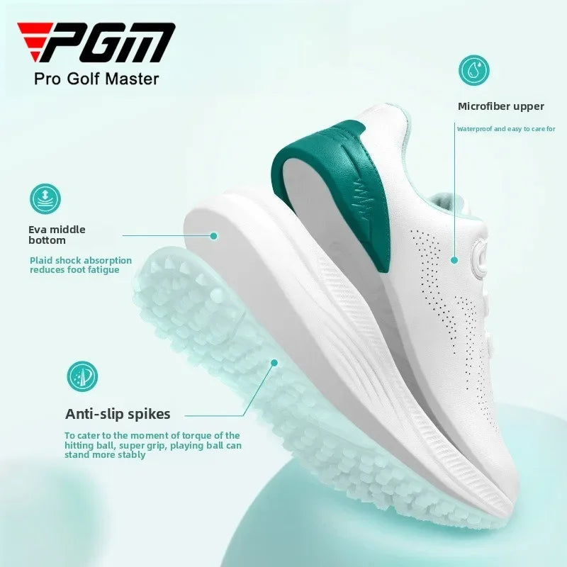 PGM Children Golf Shoes Breathable Anti Slip Wear-Resistant Knob Buckle for Boys Girls Outdoor Sports Sneakers XZ407