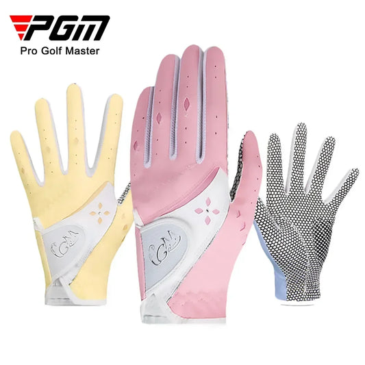 PGM 1 Pairs Women Golf Gloves Soft Breathable PU Leather With Non-Slip Particle Outdoor Sports Wholesale Accessories