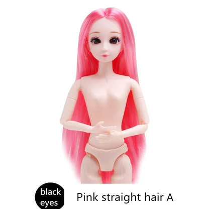30cm 20 Movable Joints 3D Simulated Eyes Blue Purple Black Eye Long Hair 1/6 BJD Hinged Doll DIY Toy for Girls Gift