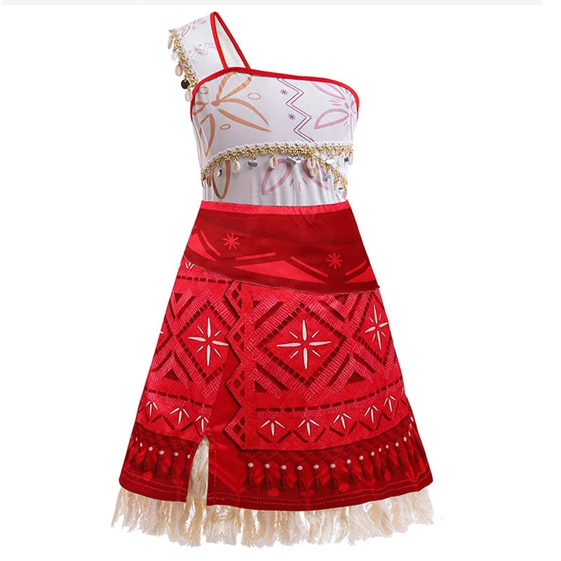 New Movies Moana Ocean Adventure Girls Role Play Costume Dress Bag Garlands Outfits Kid Halloween Party Printed Tassels Dress