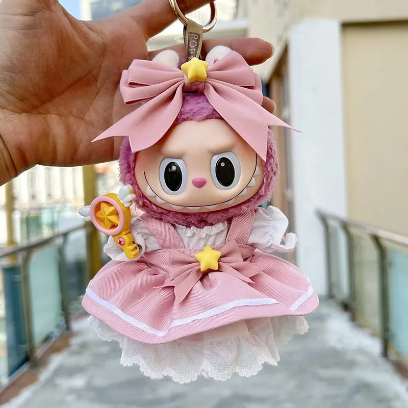 17cm Cute Baby Clothes Accessories for Korea Kpop Exo Labubu Idol Dolls Skirt Doll Clothes Clothing Fans Overalls