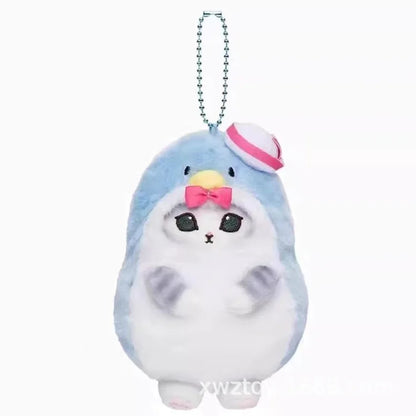 Kawaii Sanrio Plush Keychain Pendant Cartoon Mofusand Shark Cat Cross-Dressing Hello Kitty Kuromi Doll Stuff Backpack Decor Toys