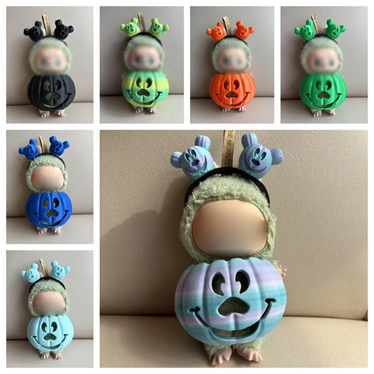 For Labubu Halloween Gradient Colorful Pumpkin Clothes Creative Cute Figure Collectible Decoration Clothes Cosplay Accessories