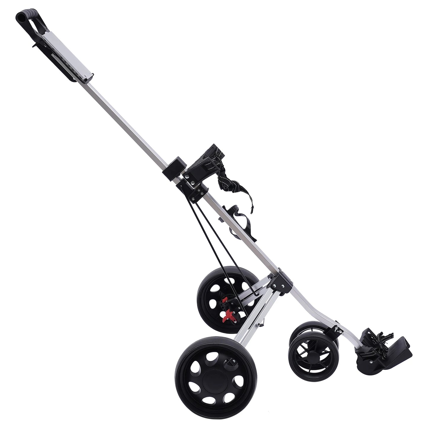 3-Wheel Golf Push Cart, Portable Foldable Golf Cart With Water Bottle Holder, Adjustable Straps, Foot Brake for Golf Course, Gym
