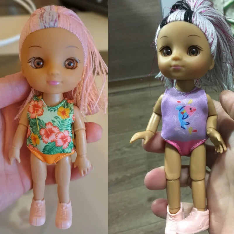 16cm Girl Doll With Clothes Brown Skin Multi Joint Movable Body Girls DIY Toys Birthday Gifts