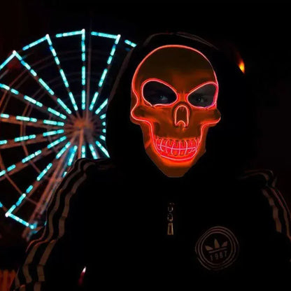 Halloween Horror Skull Mask - LED Cold Light Luminous, Cosplay Prop, Party Decoration, Spooky Glowing Skull Masks for Halloween