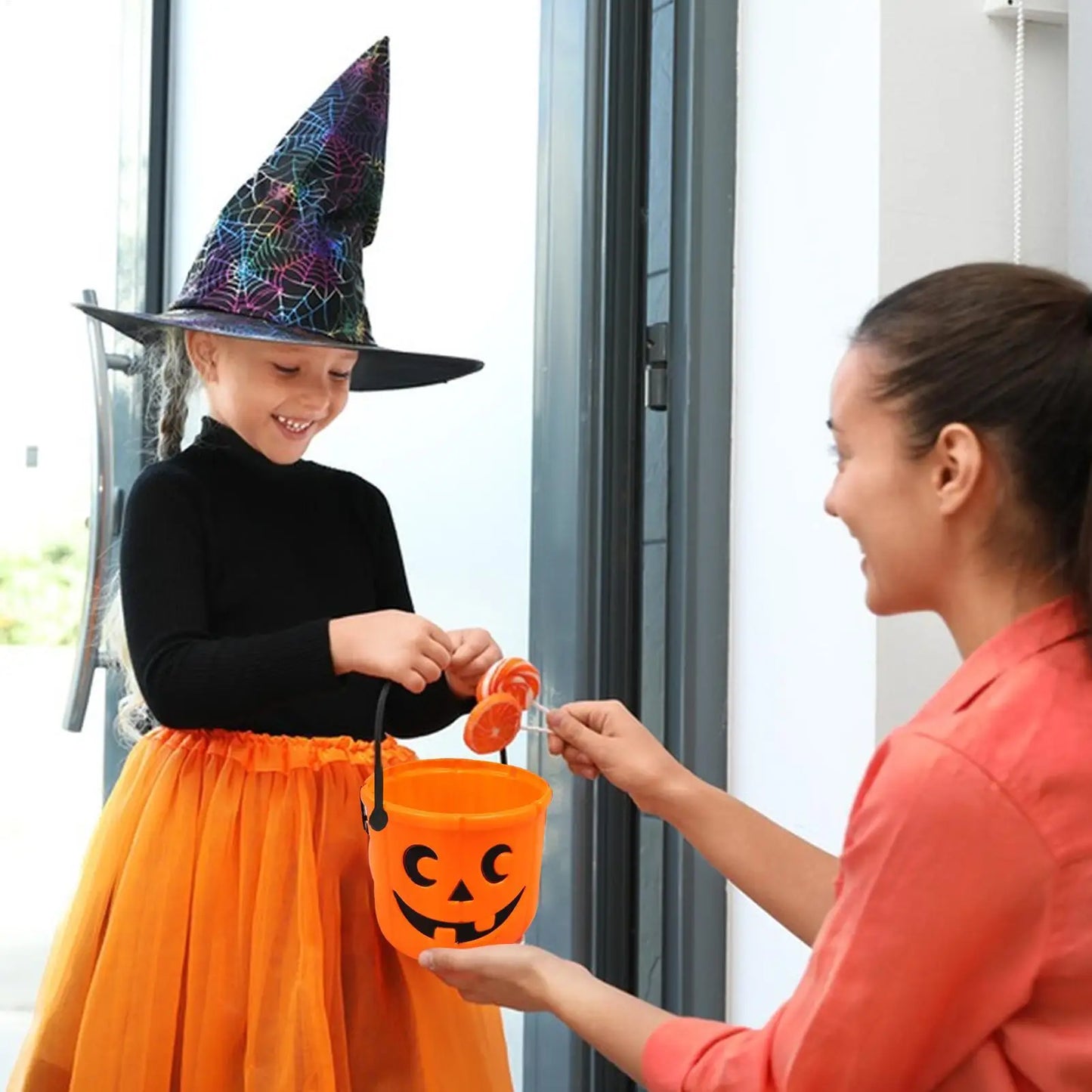 Halloween Bucket Candy Basket Pumpkin Pails Pumpkin Face Halloween Trick Treat Bucket Portable Candy Basket or Halloween Candy