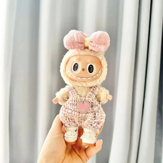 For 17cm Labubu V1 V2 Outfit Clothes Pendant Baby Clothes Strap Powder Love Fragrant Style Clothes Decoration Accessories